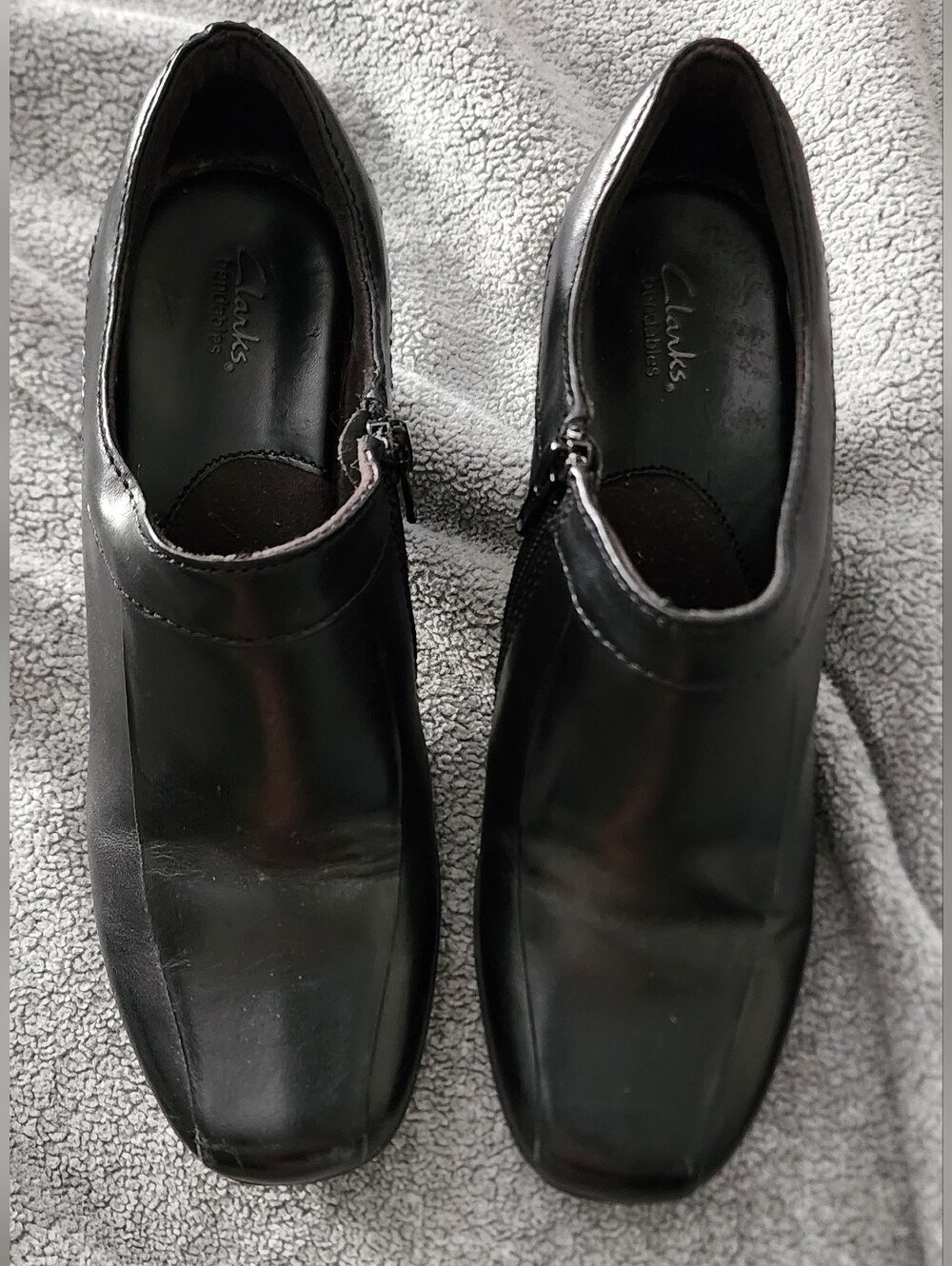 Clarks Black Leather Heeled Ankle Boots